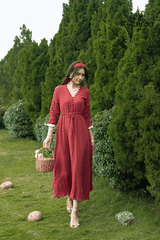 ÔME DRESS ĐỎ ĐÔ - VINTAGE MUSLIN