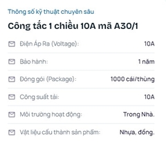 A30/1 - Công tắc 1 chiều MPE - Dòng A20 Plus