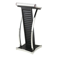 Bục phát biểu inox trắng thân bọc da