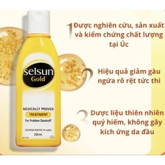 Dầu gội SELSUN GOLD - SELSUN dầu gội giảm gàu nấm ngứa da đầu, ngăn tiết đầu nhờn cho da đầu sạch sẽ, thông thoáng