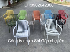 Ghế nhựa đúc caffe kẻ sọc có tay 3046 cao cấp