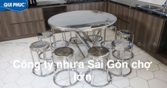 Bàn tròn inox FELIX 1m4  Qui Phúc ( inox 304)