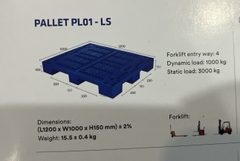 Pallet PL01 -LS ( 1200×1000×150 cm) nhựa nguyên sinh