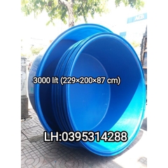 Tank nhựa  tròn nuôi cá và trồng cây 3000 lít(229×200×87 cm)