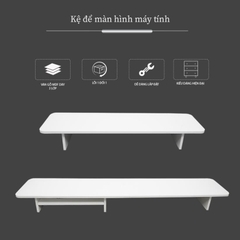Kệ gỗ kê màn hình máy tính , Kệ gỗ góc bo tròn KN HomeDercor, kê máy tính , laptop văn phòng KM_MS14