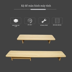Kệ gỗ kê màn hình máy tính , Kệ gỗ góc bo tròn KN HomeDercor, kê máy tính , laptop văn phòng KM_MS14