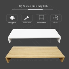 Kệ kê màn hình máy tính góc vuông KN Home decor bằng gỗ, Kệ gỗ kê màn hình máy tính KM_MS24