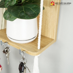 Kệ gỗ treo tường KN Home decor , móc treo chìa khóa , kễ gỗ mây vòm treo trang trí nhà cửa , KMT_ 01