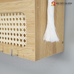 Kệ gỗ treo tường KN Home decor, móc treo chìa khóa , kễ gỗ mây chữ U treo trang trí nhà cửa , KMT_03