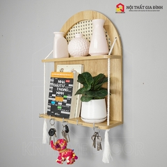 Kệ gỗ treo tường KN Home decor , móc treo chìa khóa , kễ gỗ mây vòm treo trang trí nhà cửa , KMT_ 01