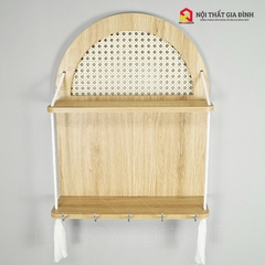 Kệ gỗ treo tường KN Home decor , móc treo chìa khóa , kễ gỗ mây vòm treo trang trí nhà cửa , KMT_ 01