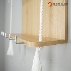 Kệ gỗ treo tường KN Home decor , móc treo chìa khóa , kễ gỗ mây vòm treo trang trí nhà cửa , KMT_ 01