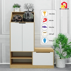 Tủ giày gỗ MDF kèm đệm ngồi Lắp ráp, Kệ giày dép đa năng, hiện đại, TIẾT KIỆM diện tích, chịu lực tốt. KG90