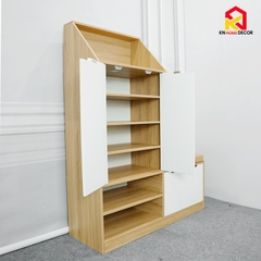 Tủ giày gỗ MDF kèm đệm ngồi Lắp ráp, Kệ giày dép đa năng, hiện đại, TIẾT KIỆM diện tích, chịu lực tốt. KG90