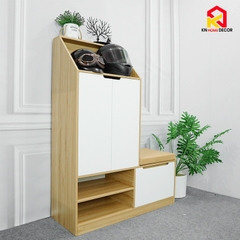 Tủ giày gỗ MDF kèm đệm ngồi Lắp ráp, Kệ giày dép đa năng, hiện đại, TIẾT KIỆM diện tích, chịu lực tốt. KG90