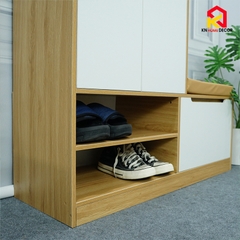 Tủ giày gỗ MDF kèm đệm ngồi Lắp ráp, Kệ giày dép đa năng, hiện đại, TIẾT KIỆM diện tích, chịu lực tốt. KG90
