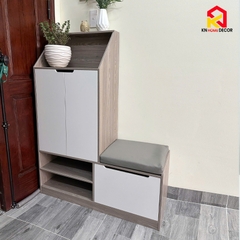 Tủ giày gỗ MDF kèm đệm ngồi Lắp ráp, Kệ giày dép đa năng, hiện đại, TIẾT KIỆM diện tích, chịu lực tốt. KG90