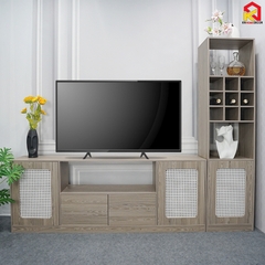 Kệ tivi phòng khách phong cách Bắc Âu , tủ tivi để sàn nhà chất liệu gỗ MDF có cánh mở . KT: R160*S30*C60 cm. KTV_16