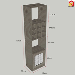 Tủ Rượu phòng khách phong cách Bắc Âu , Tủ Rượu trang trí  chất liệu gỗ MDF có cánh mở. KT: R40*S30*C160 cm. TR_16