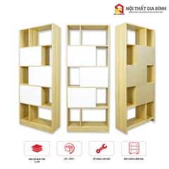 Kệ sách gỗ lắp ráp KN Home decor để sàn phong cách Hiện Đại , tủ sách gỗ MDF chống mối mọt phủ Melanine 12mm KS62