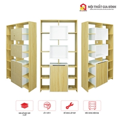 Kệ sách gỗ lắp ráp , tủ gỗ trang trí KN Home decor để đồ năng, giá sách đứng trưng bày chất liệu gỗ MDF 12mm KS08