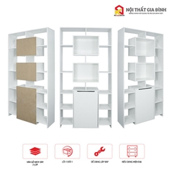 Kệ sách gỗ lắp ráp , tủ gỗ trang trí KN Home decor để đồ năng, giá sách đứng trưng bày chất liệu gỗ MDF 12mm KS08