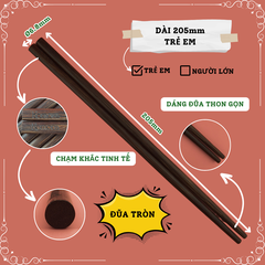 [Vỉ 5 Đôi] Mẫu 205 Trẻ Em, Đũa Buông Hàm Tân, Khắc Theo Yêu Cầu