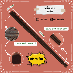[Vỉ 5 Đôi] [Vuông] Mẫu 235 Ngắn, Đũa Buông Hàm Tân, Khắc Theo Yêu Cầu
