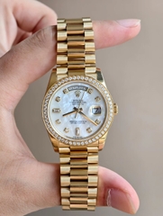 ROLEX Day-Date 36mm YG MOP Moissanite Bezel