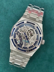 AUDEMARS PIGUET Royal Oak Double Balance Wheel Openworked 15407 Skeleton-Baguette Blue Sapphire Bezel-Stainless Steel