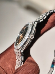 AUDEMARS PIGUET Royal Oak Double Balance Wheel Openworked 15407 Skeleton-Full Baguette Moissanite-Calibre 3132