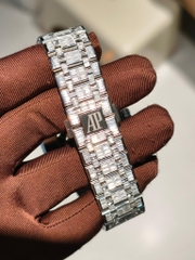 AUDEMARS PIGUET Royal Oak Double Balance Wheel Openworked 15407 Skeleton-Full Baguette Moissanite-Calibre 3132
