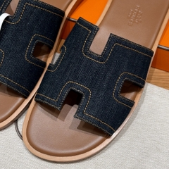 JD-620 Men’s Cowboy Denim Slippers with Leather Outsole