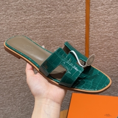 JD-1980 Emerald Alligator Slide Sandals