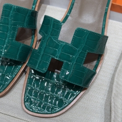 JD-1980 Emerald Alligator Slide Sandals