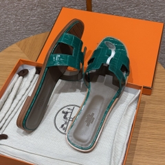 JD-1980 Emeraude Alligator Leather Slippers