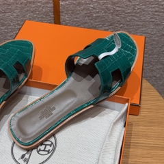 JD-1980 Emeraude Alligator Leather Slippers