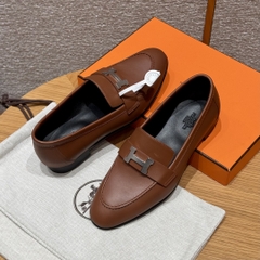 JD-580 Luxury Goat Leather Loafers with Silver Hardware