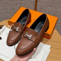 JD-580 Luxury Goat Leather Loafers with Silver Hardware