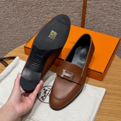 JD-580 Luxury Goat Leather Loafers with Silver Hardware