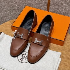 JD-580 Luxury Goat Leather Loafers with Silver Hardware