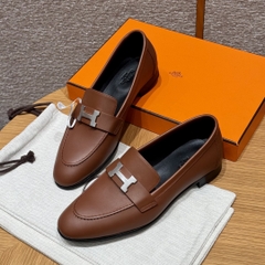 JD-580 Luxury Goat Leather Loafers with Silver Hardware