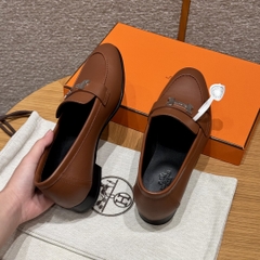 JD-580 Luxury Goat Leather Loafers with Silver Hardware