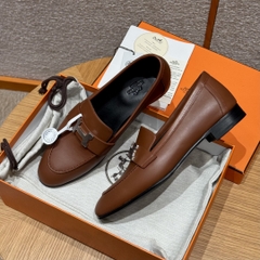 JD-580 Luxury Goat Leather Loafers with Silver Hardware