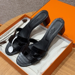 JD-2180 Black Matte Alligator High Heel Sandals