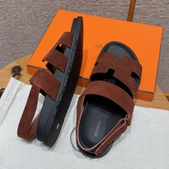 JD-650 179 Genius Men's Sandals in Marron Teck Chamois Leather with Rubber Outsole