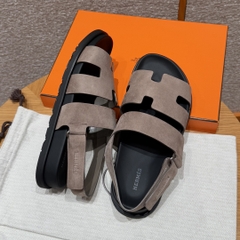 JD-650 179 Genius Men's Chamois Leather Sandals - Elephant Grey
