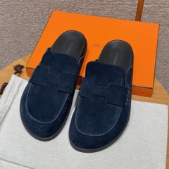 JD-680 309 Go Mule Shoes for Men in Sky Blue Suede Calf Leather with Rubber Outsole