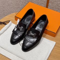 JD-580 192 Royal Loafer in Noir Goatskin with Dermal Outsole and Drip Glue Buckle