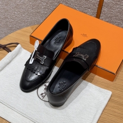 JD-580 192 Royal Loafer in Noir Goatskin with Dermal Outsole and Drip Glue Buckle